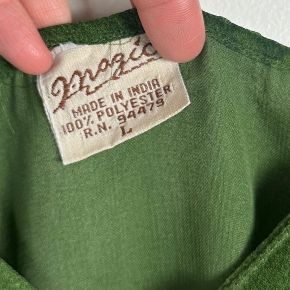 Vintage Magic Green Floral Ruffle Maxi Dress Babydoll Y2K Womens Size Large Boho - Picture 4 of 16